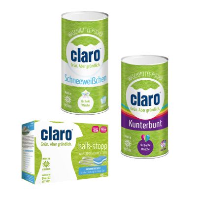 Lessive Claro Blanche-Neige en emballage cylindrique