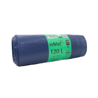 Sac poubelle de 120 l avec cordon de serrage, fabriqué à partir de matériaux recyclés