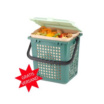 AirBox perforated with paper bag inside and filled with biowaste